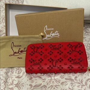 Christian Louboutin Vibrant Red Embellished Wallet